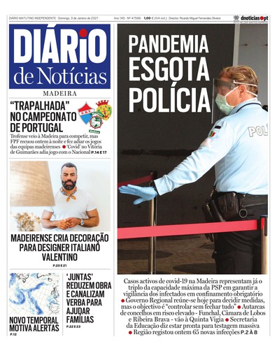 Edição do dia 3 Janeiro 2021 da pubicação Diário de Notícias