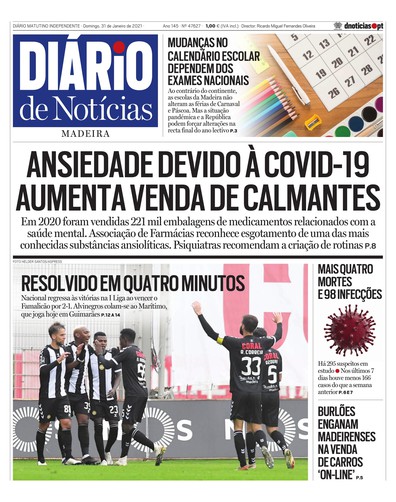 Edição do dia 31 Janeiro 2021 da pubicação Diário de Notícias
