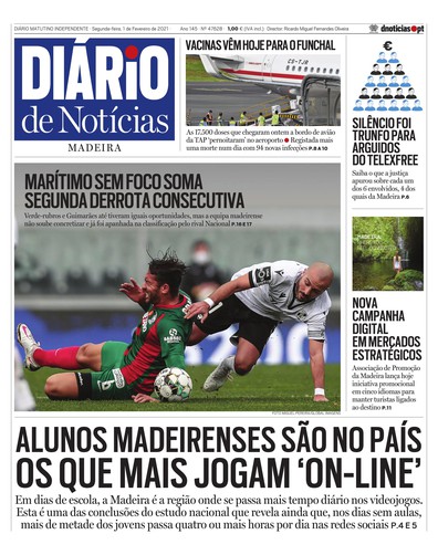 Edição do dia 1 Fevereiro 2021 da pubicação Diário de Notícias