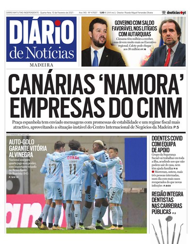 Edição do dia 10 Fevereiro 2021 da pubicação Diário de Notícias