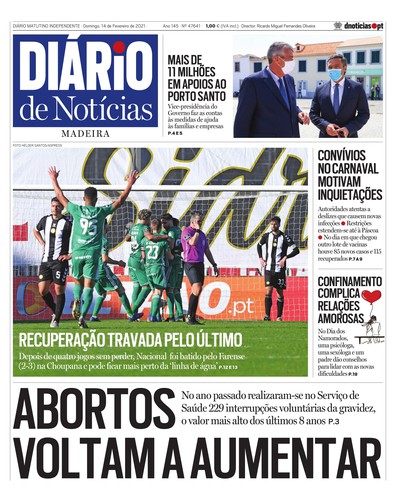 Edição do dia 14 Fevereiro 2021 da pubicação Diário de Notícias