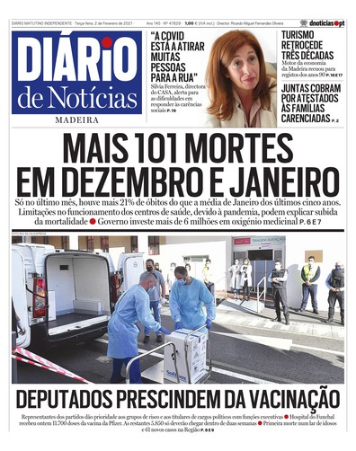 Edição do dia 2 Fevereiro 2021 da pubicação Diário de Notícias
