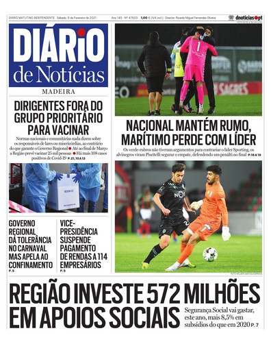 Edição do dia 6 Fevereiro 2021 da pubicação Diário de Notícias
