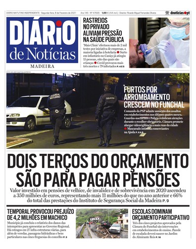 Edição do dia 8 Fevereiro 2021 da pubicação Diário de Notícias