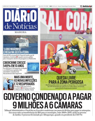 Edição do dia 9 Fevereiro 2021 da pubicação Diário de Notícias