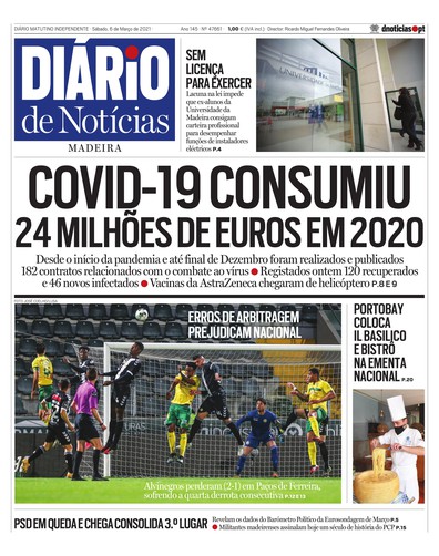 Edição do dia 6 Março 2021 da pubicação Diário de Notícias