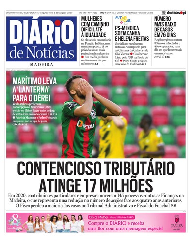 Edição do dia 8 Março 2021 da pubicação Diário de Notícias