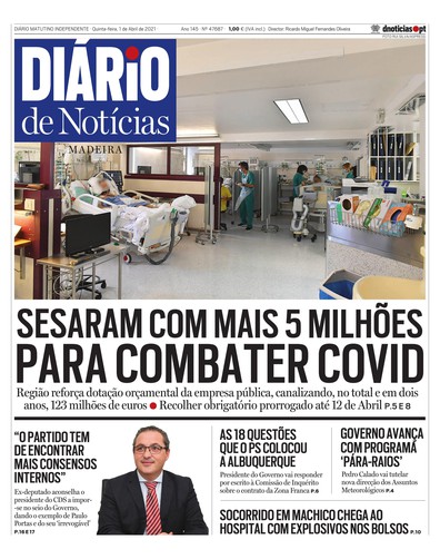 Edição do dia 1 Abril 2021 da pubicação Diário de Notícias
