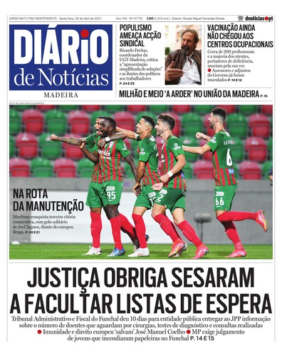 Edição do dia 30 Abril 2021 da pubicação Diário de Notícias