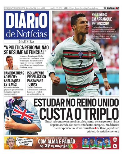 Edição do dia 16 Junho 2021 da pubicação Diário de Notícias