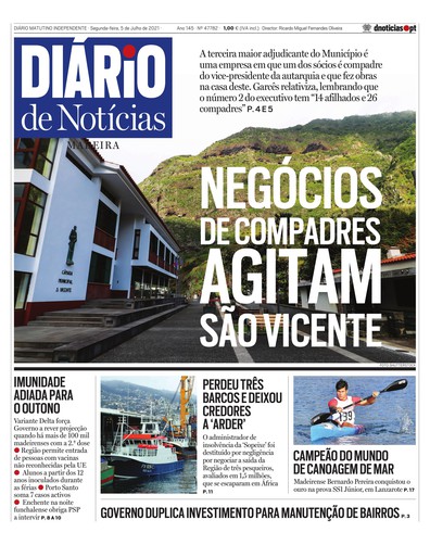 Edição do dia 5 Julho 2021 da pubicação Diário de Notícias