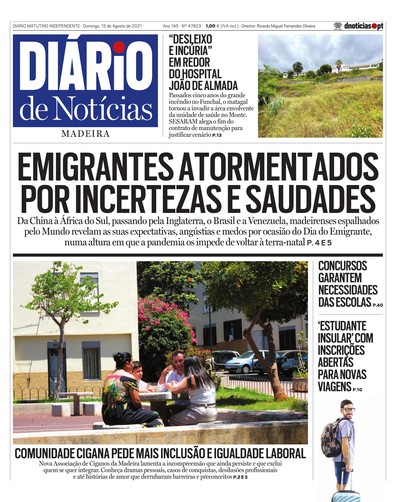 Edição do dia 15 Agosto 2021 da pubicação Diário de Notícias