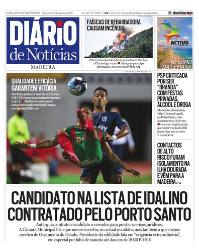 Edição do dia 17 Agosto 2021 da pubicação Diário de Notícias