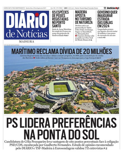 Edição do dia 26 Agosto 2021 da pubicação Diário de Notícias