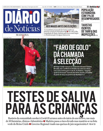 Edição do dia 27 Agosto 2021 da pubicação Diário de Notícias