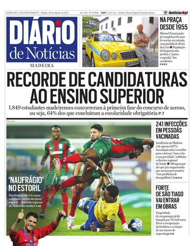 Edição do dia 28 Agosto 2021 da pubicação Diário de Notícias