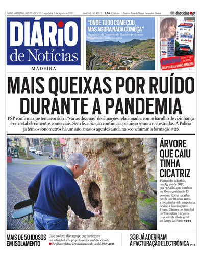 Edição do dia 3 Agosto 2021 da pubicação Diário de Notícias