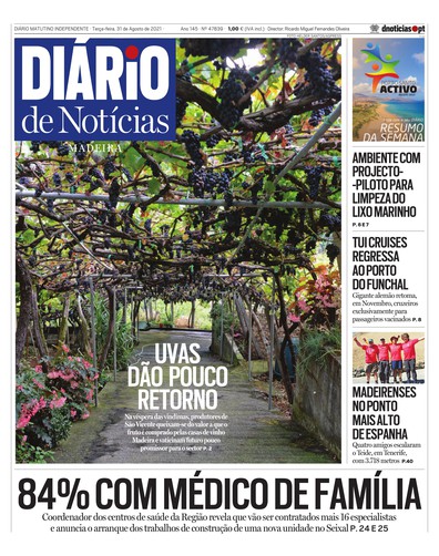 Edição do dia 31 Agosto 2021 da pubicação Diário de Notícias
