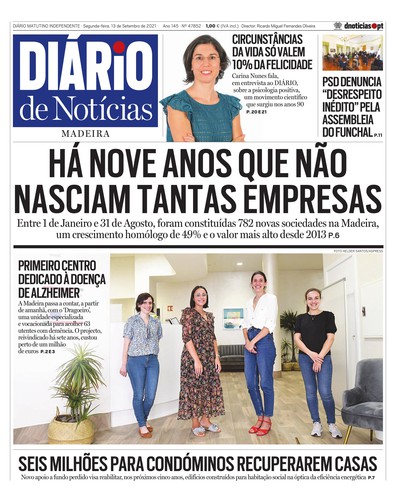 Edição do dia 13 Setembro 2021 da pubicação Diário de Notícias