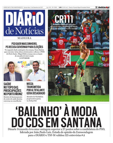 Edição do dia 2 Setembro 2021 da pubicação Diário de Notícias