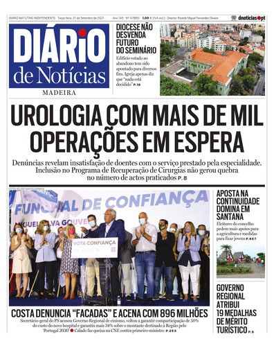 Edição do dia 21 Setembro 2021 da pubicação Diário de Notícias