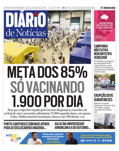 Edição do dia 22 Setembro 2021 da pubicação Diário de Notícias
