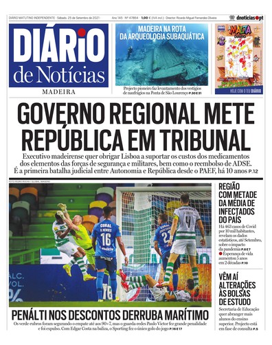 Edição do dia 25 Setembro 2021 da pubicação Diário de Notícias