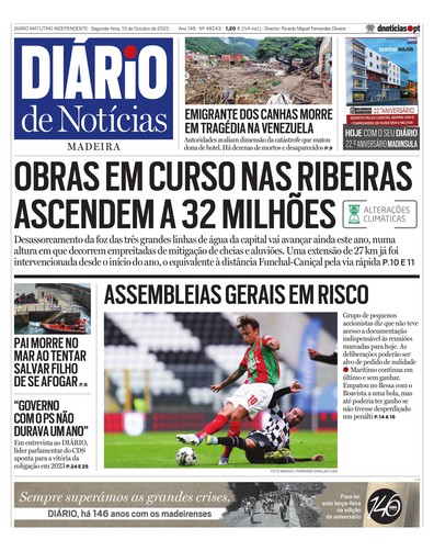 Edição do dia 10 Outubro 2022 da pubicação Diário de Notícias