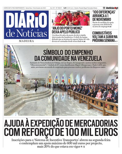 Edição do dia 14 Outubro 2022 da pubicação Diário de Notícias