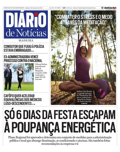 Edição do dia 8 Outubro 2022 da pubicação Diário de Notícias