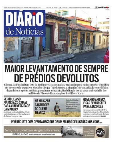 Edição do dia 9 Outubro 2022 da pubicação Diário de Notícias