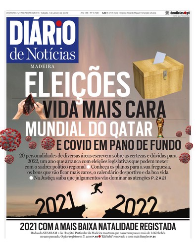 Edição do dia 1 Janeiro 2022 da pubicação Diário de Notícias