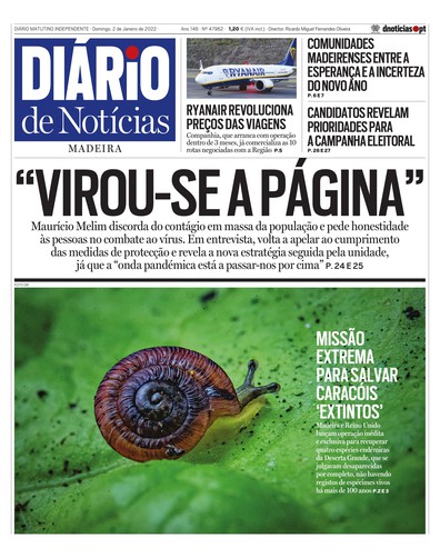 Edição do dia 2 Janeiro 2022 da pubicação Diário de Notícias