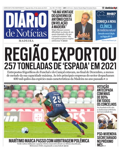 Edição do dia 24 Janeiro 2022 da pubicação Diário de Notícias