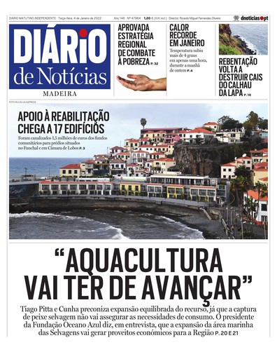 Edição do dia 4 Janeiro 2022 da pubicação Diário de Notícias