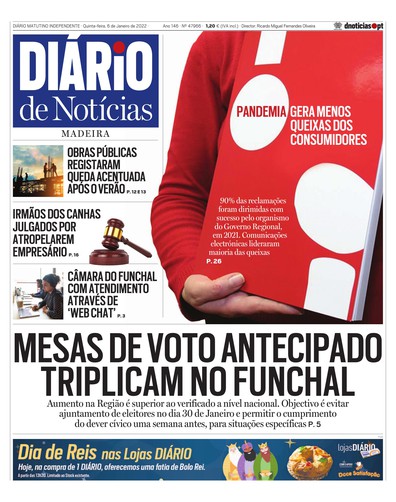 Edição do dia 6 Janeiro 2022 da pubicação Diário de Notícias