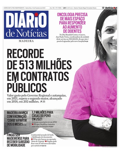 Edição do dia 4 Fevereiro 2022 da pubicação Diário de Notícias