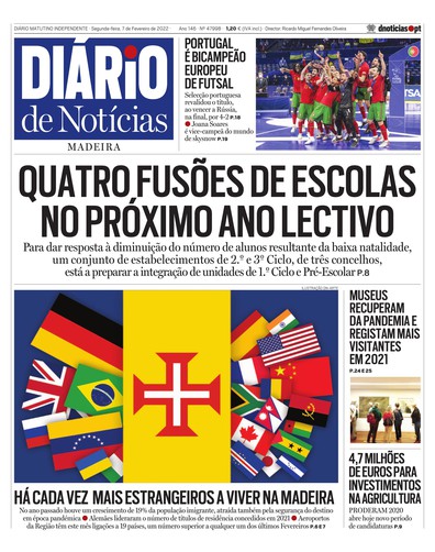 Edição do dia 7 Fevereiro 2022 da pubicação Diário de Notícias