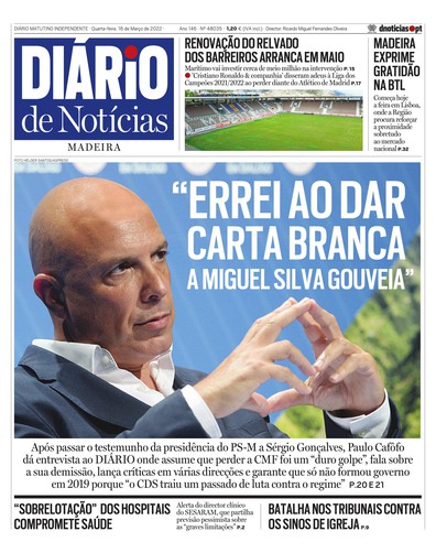 Edição do dia 16 Março 2022 da pubicação Diário de Notícias