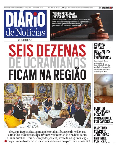 Edição do dia 3 Março 2022 da pubicação Diário de Notícias