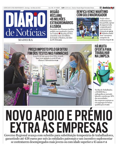 Edição do dia 1 Maio 2022 da pubicação Diário de Notícias