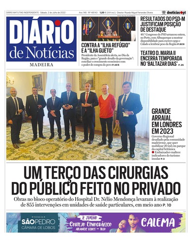 Edição do dia 2 Julho 2022 da pubicação Diário de Notícias