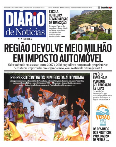 Edição do dia 25 Julho 2022 da pubicação Diário de Notícias