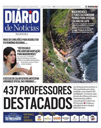 Edição do dia 1 Agosto 2022 da pubicação Diário de Notícias