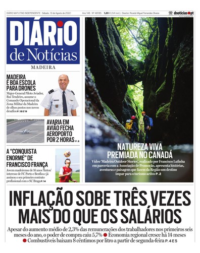 Edição do dia 13 Agosto 2022 da pubicação Diário de Notícias