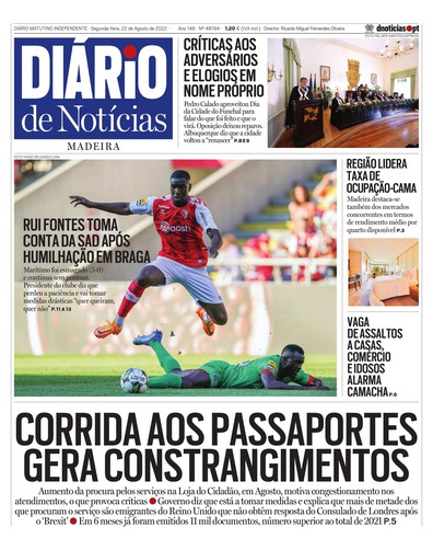 Edição do dia 22 Agosto 2022 da pubicação Diário de Notícias