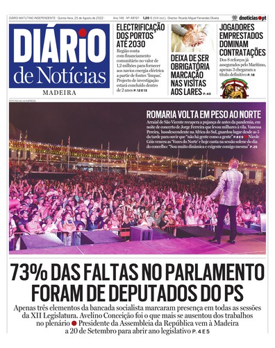 Edição do dia 25 Agosto 2022 da pubicação Diário de Notícias