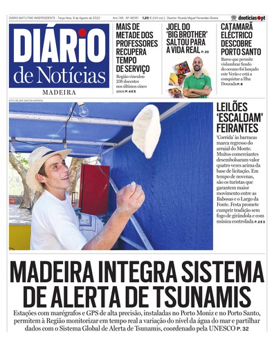 Edição do dia 9 Agosto 2022 da pubicação Diário de Notícias