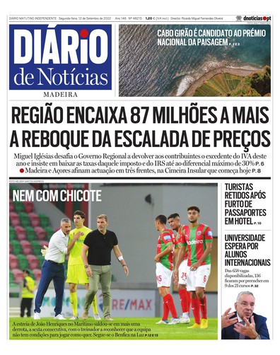 Edição do dia 12 Setembro 2022 da pubicação Diário de Notícias