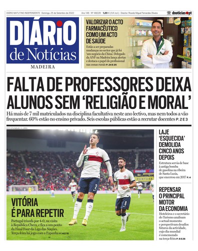 Edição do dia 25 Setembro 2022 da pubicação Diário de Notícias
